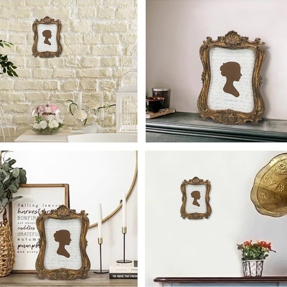 5x7 Inch Distressed Vintage Style Tabletop and Wall Mounted Picture Frame Gold - Picture 5 of 5
